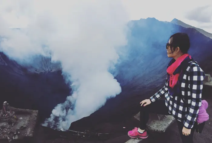At the edge of the smoking crater