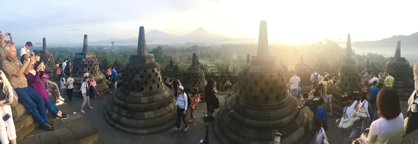 Temple stupas, a wide view